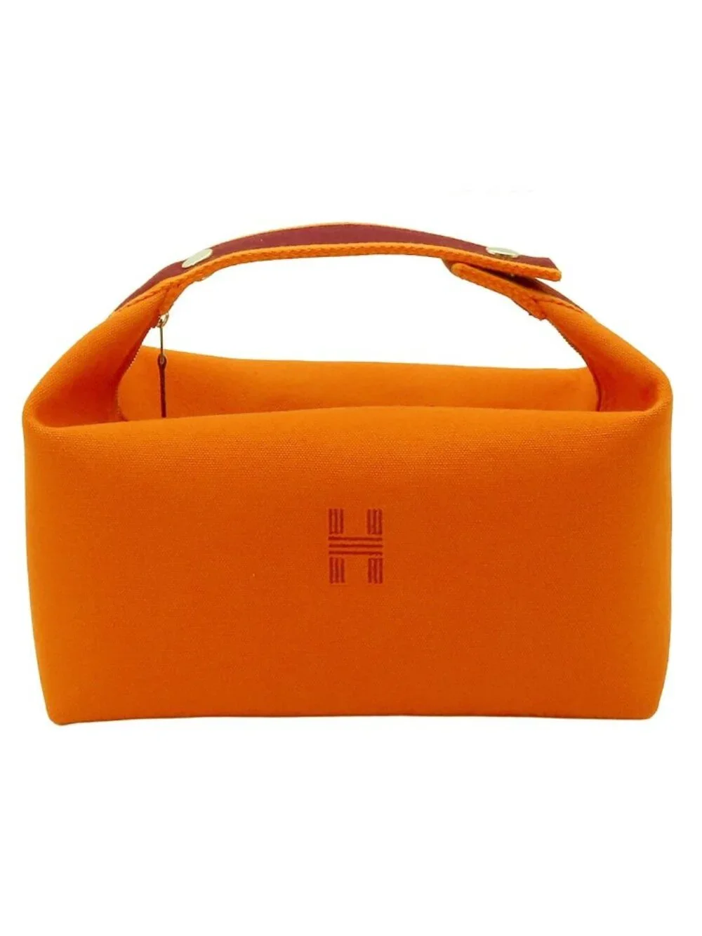 Hermes Brid-a-brac Orange Fou Silver Cotton Canvas GM Bath Pouch Handbag
